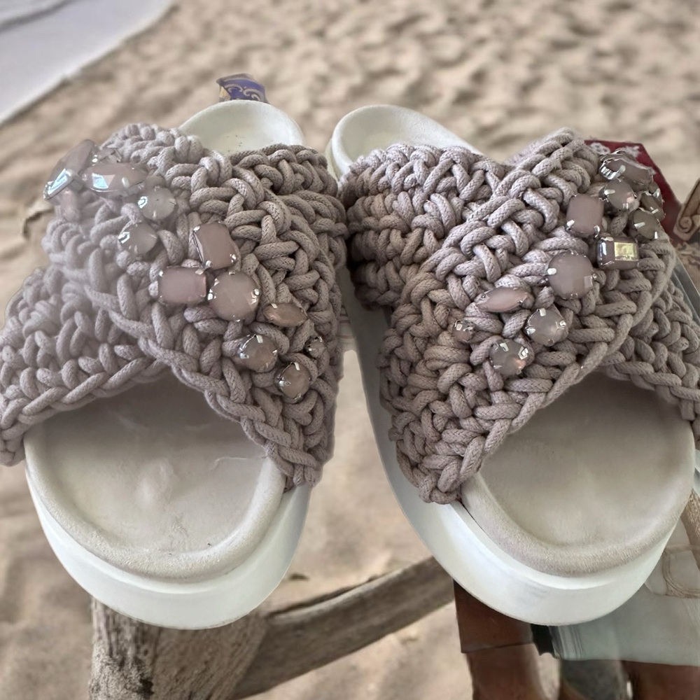 #52 Women's Braided Platform Sandals - Cream